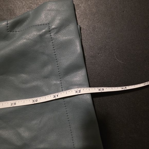 7 For All Mankind Faux Leather Shirt Dress Button Down Teal Size S - Picture 9 of 10